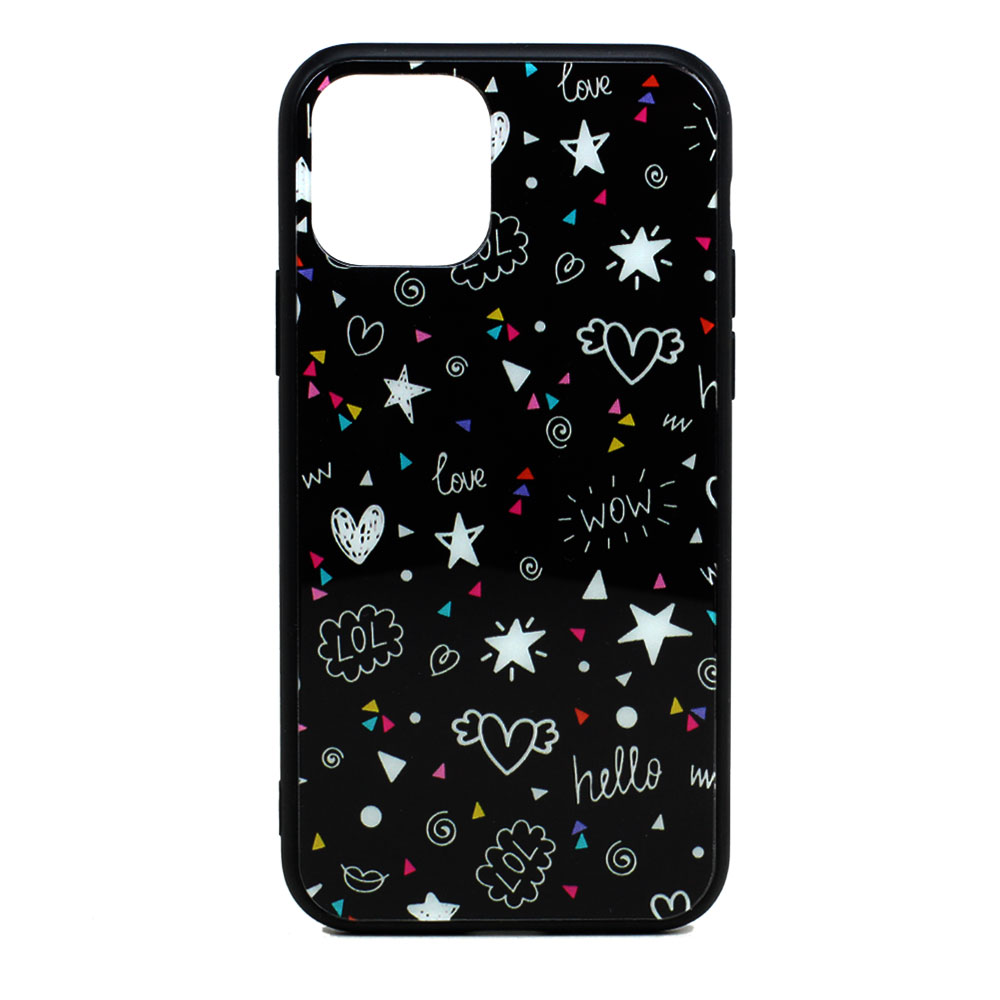 iPHONE 11 Pro (5.8in) Design Tempered Glass Hybrid Case (Sparkly Heart)